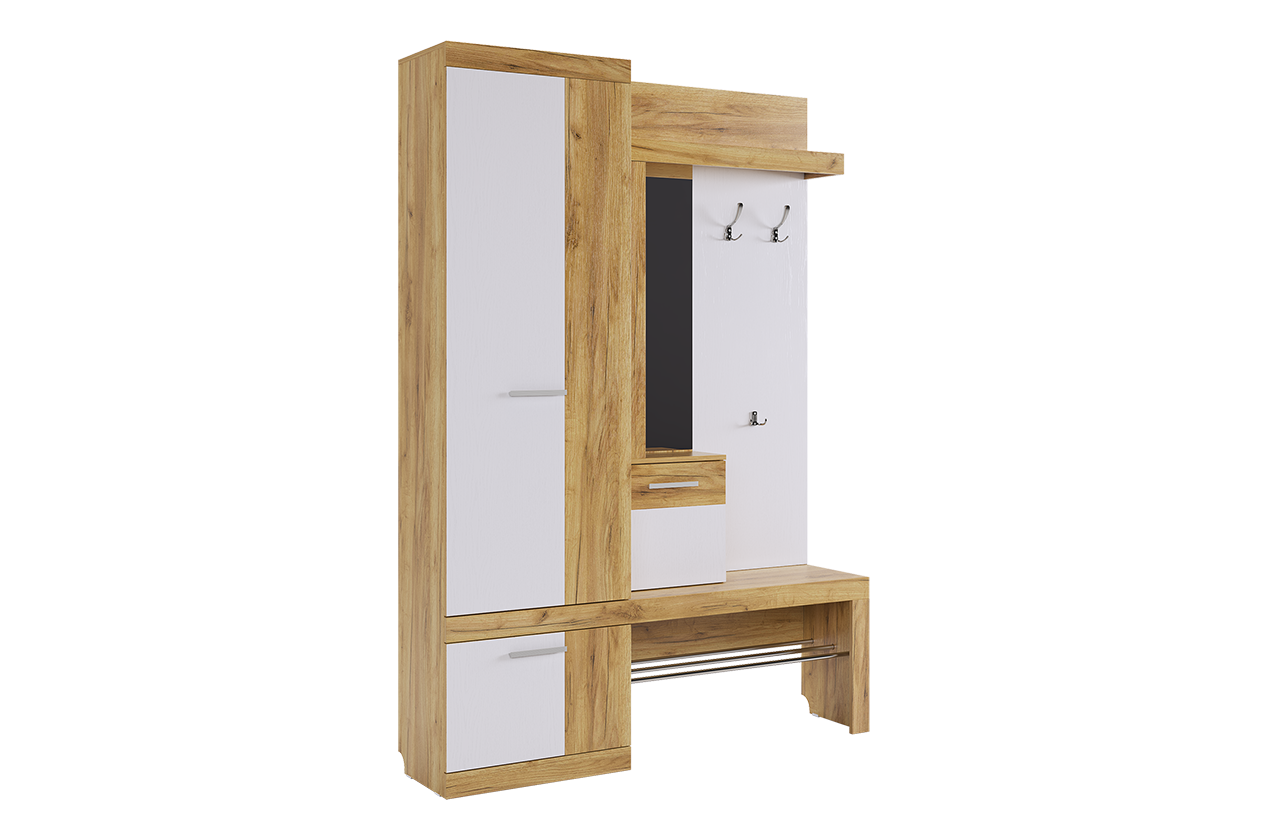 Прихожая Алекс (дуб крафт золотой/белое дерево)