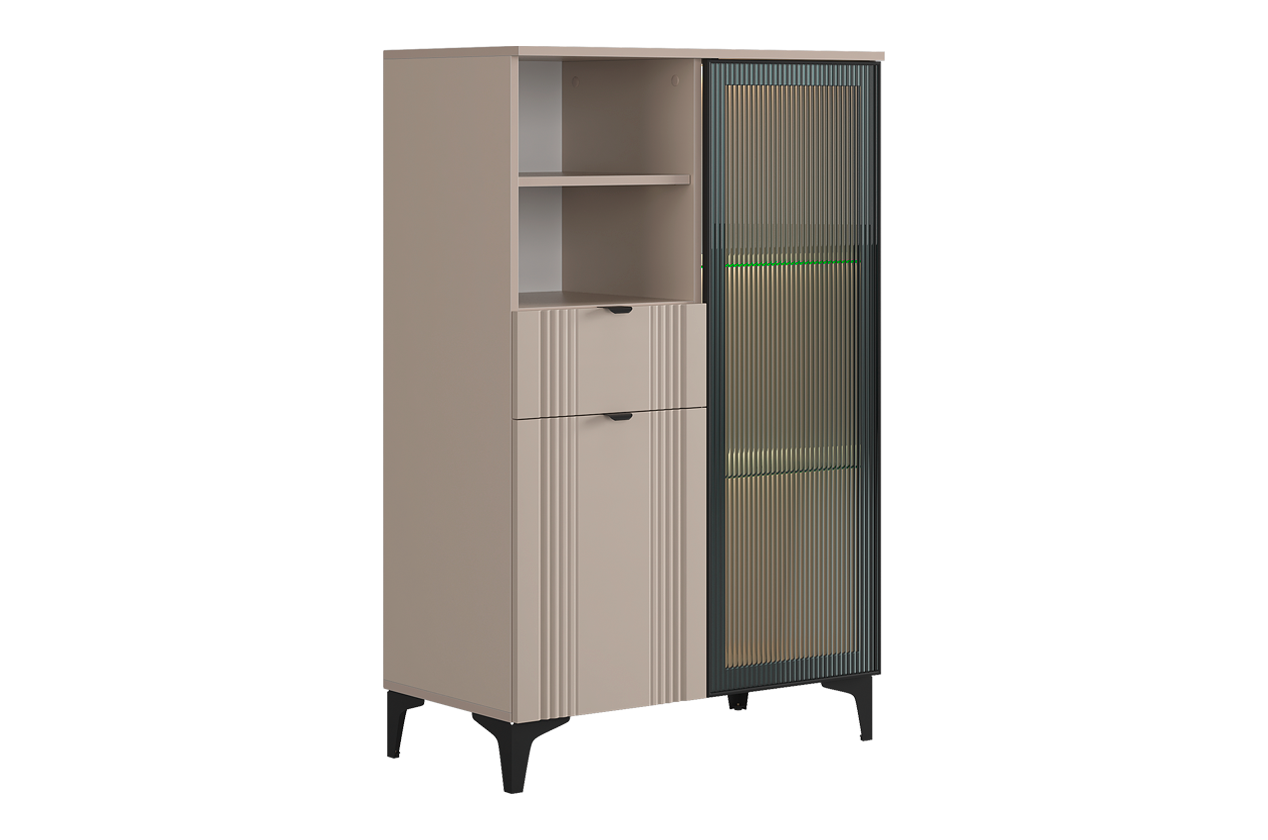 Рич Комод 2 (со стеклом) (кашемир/фрапучино матовый/черный)