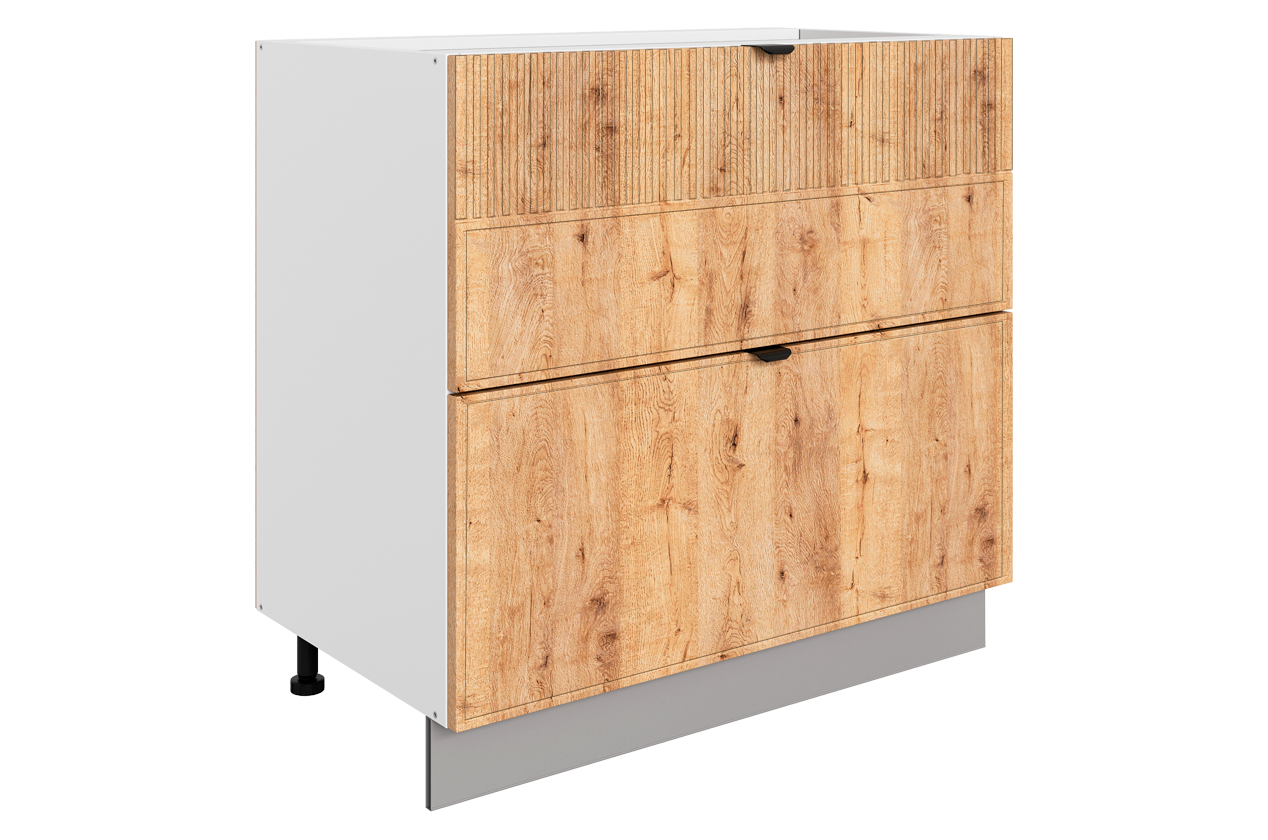 Бариста Шкаф рабочий L800 Старт (2 ящ.) (белый/дуб европейский матовый)