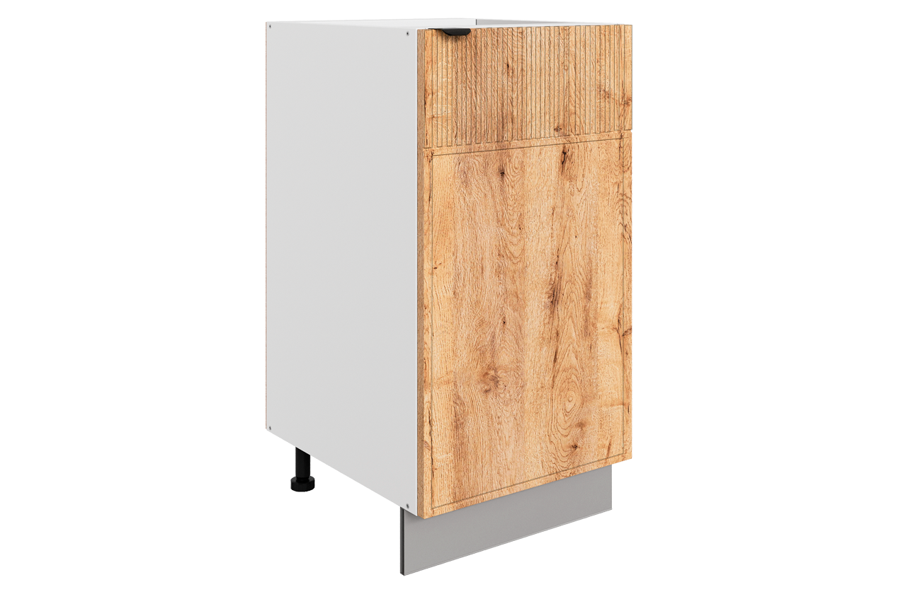 Бариста Шкаф рабочий L400 (1 дв. гл.) (правый) (белый/дуб европейский матовый)