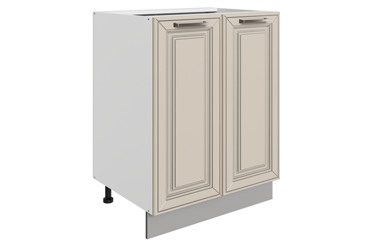 Атланта Шкаф рабочий L600 (2 дв. гл.) (эмаль) (белый/сливки патина платина)