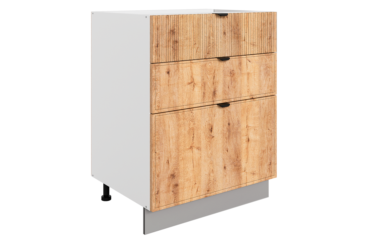 Бариста Шкаф рабочий L600 Старт (3 ящ.) (белый/дуб европейский матовый)