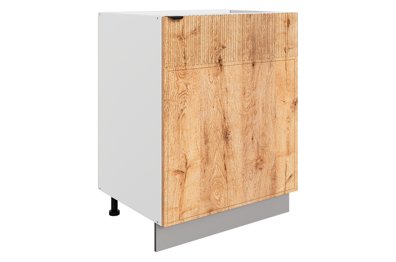 Бариста Шкаф рабочий L600 (1 дв. гл.) (правый) (белый/дуб европейский матовый)