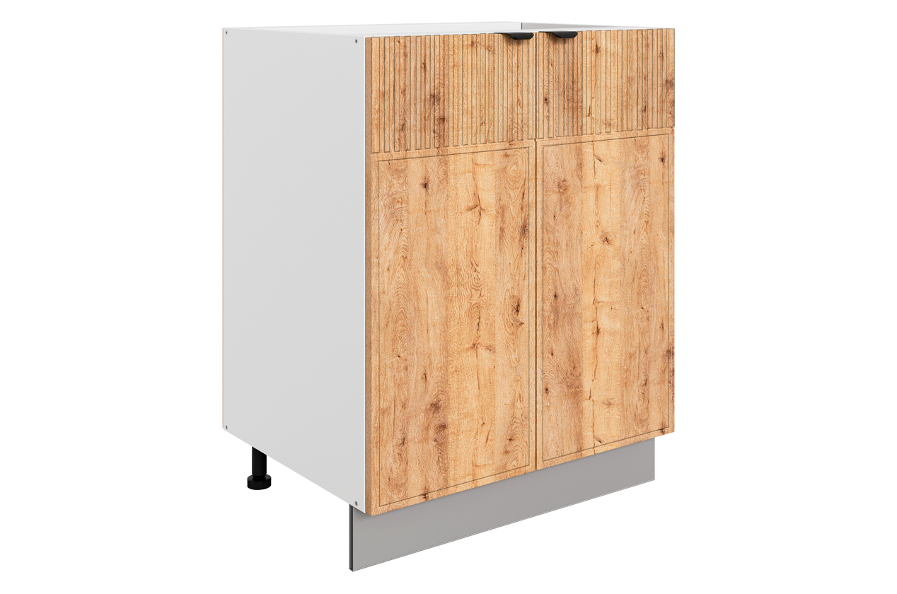 Бариста Шкаф рабочий L600 (2 дв. гл.) (белый/дуб европейский матовый)