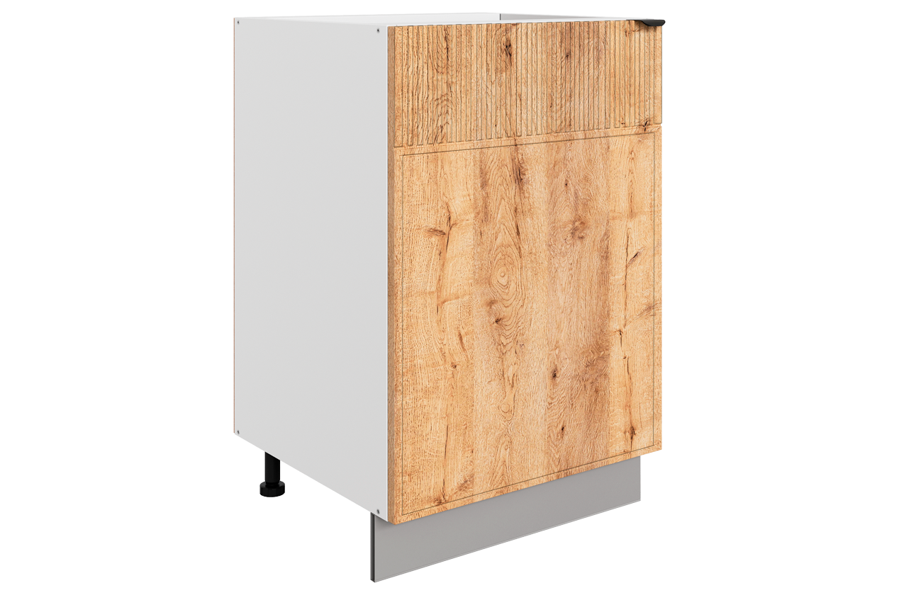 Бариста Шкаф рабочий L500 (1 дв. гл.) (левый) (белый/дуб европейский матовый)