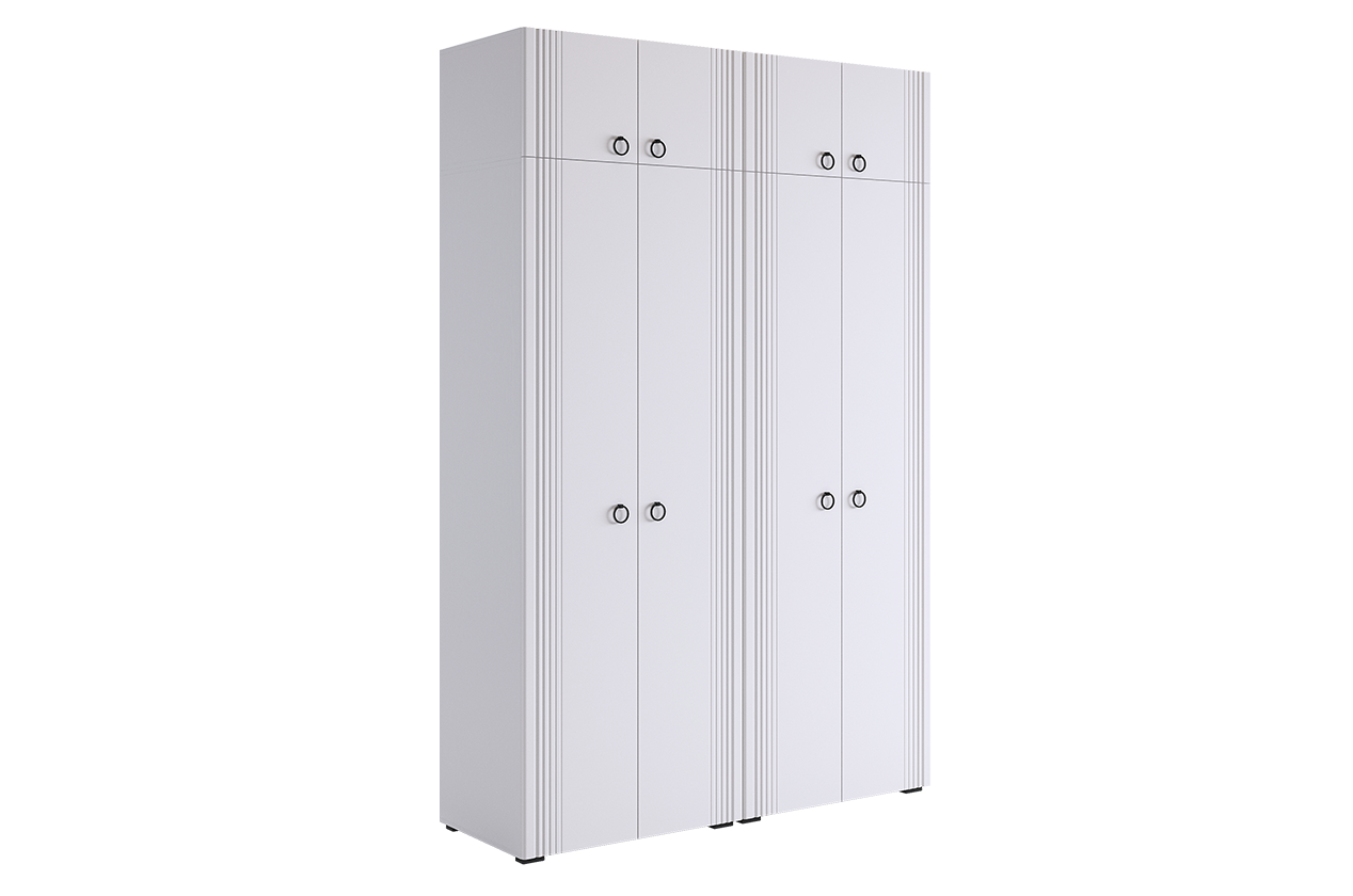 Шкаф четырехдверный "Ева К2" (белое дерево/белый матовый)