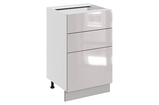 Кристи Шкаф рабочий L500 Старт (3 ящ.) (эмаль) (белый/дымчатый глянец)