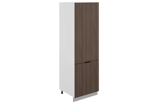 Стоун Шкаф-пенал L600 под холодильник (2 дв.гл.) (белый/фундук матовый)