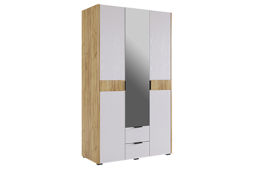Адам Шкаф трехдверный (зеркало) (дуб крафт золотой/белое дерево)