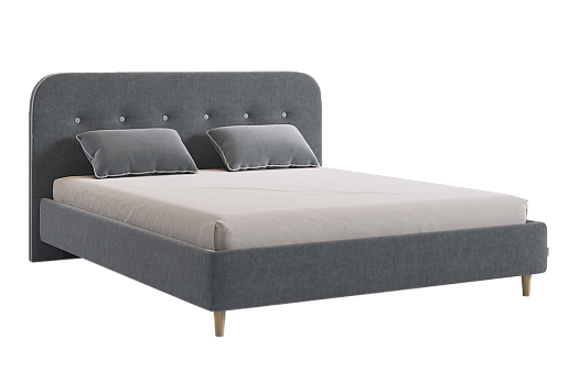 Кровать с основанием Лео 160х200 см (графит (велюр)/галька (велюр))