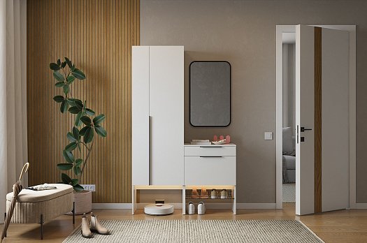 Прихожая "Баско К8" (белое дерево/черный)