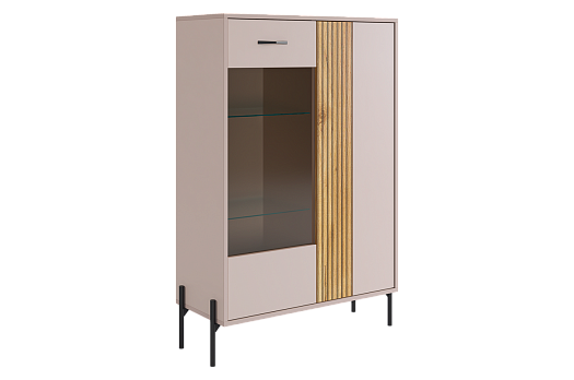 Доминика Комод (со стеклом) (кашемир/дуб крафт золотой)