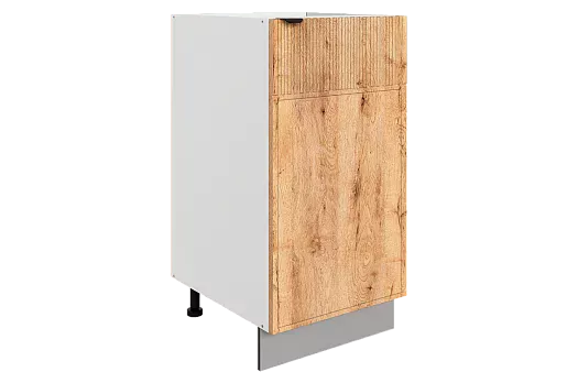 Бариста Шкаф рабочий L400 (1 дв. гл.) (правый) (белый/дуб европейский матовый)