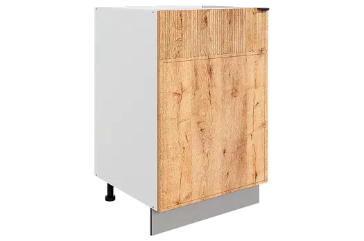 Бариста Шкаф рабочий L500 (1 дв. гл.) (левый) (белый/дуб европейский матовый)