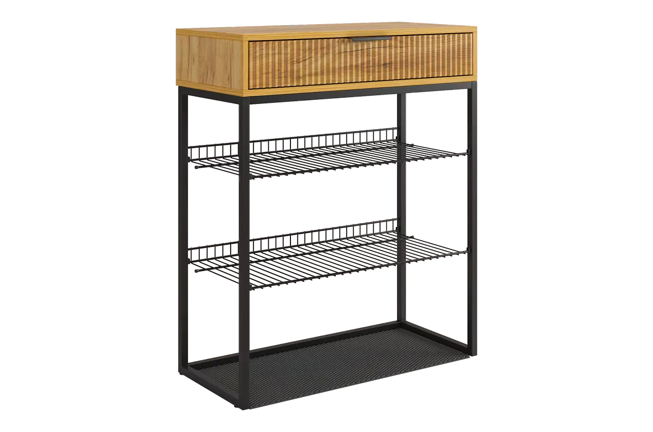 Обувница Вельвет (дуб крафт золотой/акация светлая/черный муар)