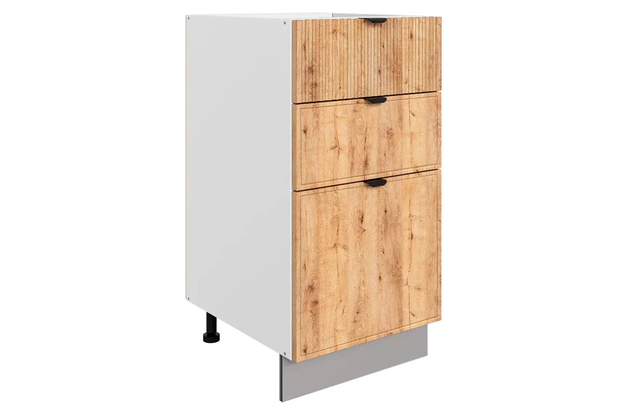 Бариста Шкаф рабочий L400 Старт (3 ящ.) (белый/дуб европейский матовый)