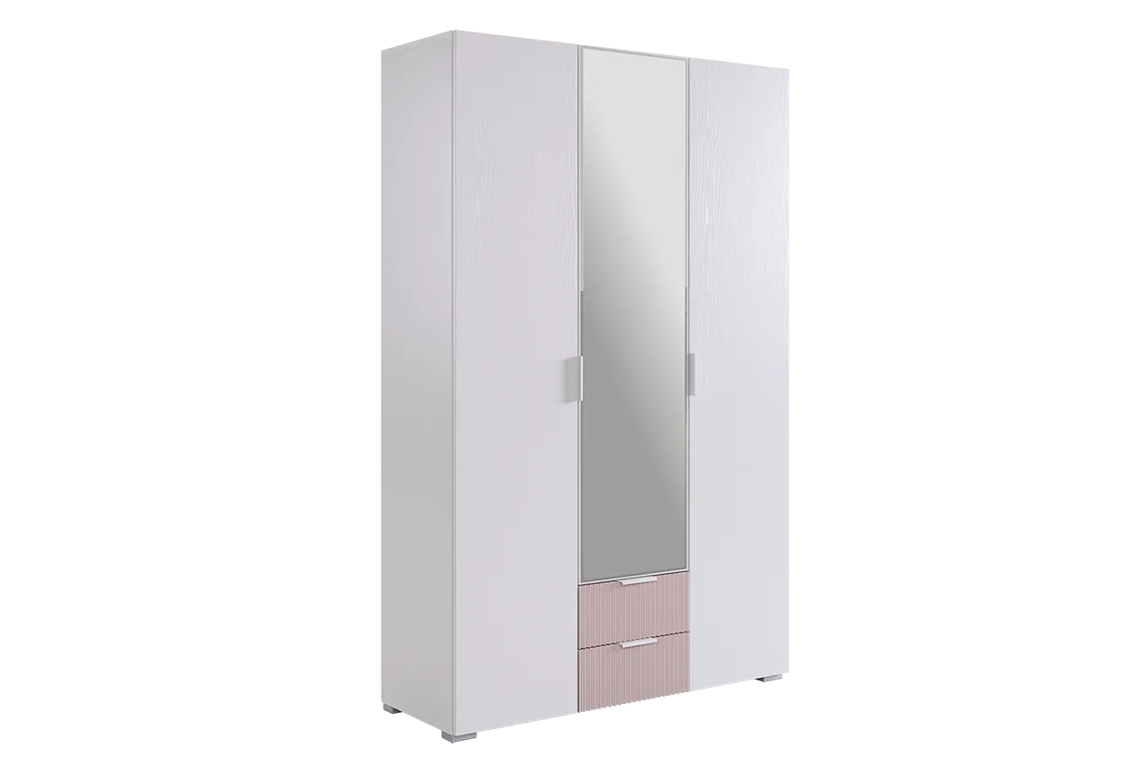 Зефир Шкаф трехдверный 109.02 (белое дерево/пудра розовая (эмаль))