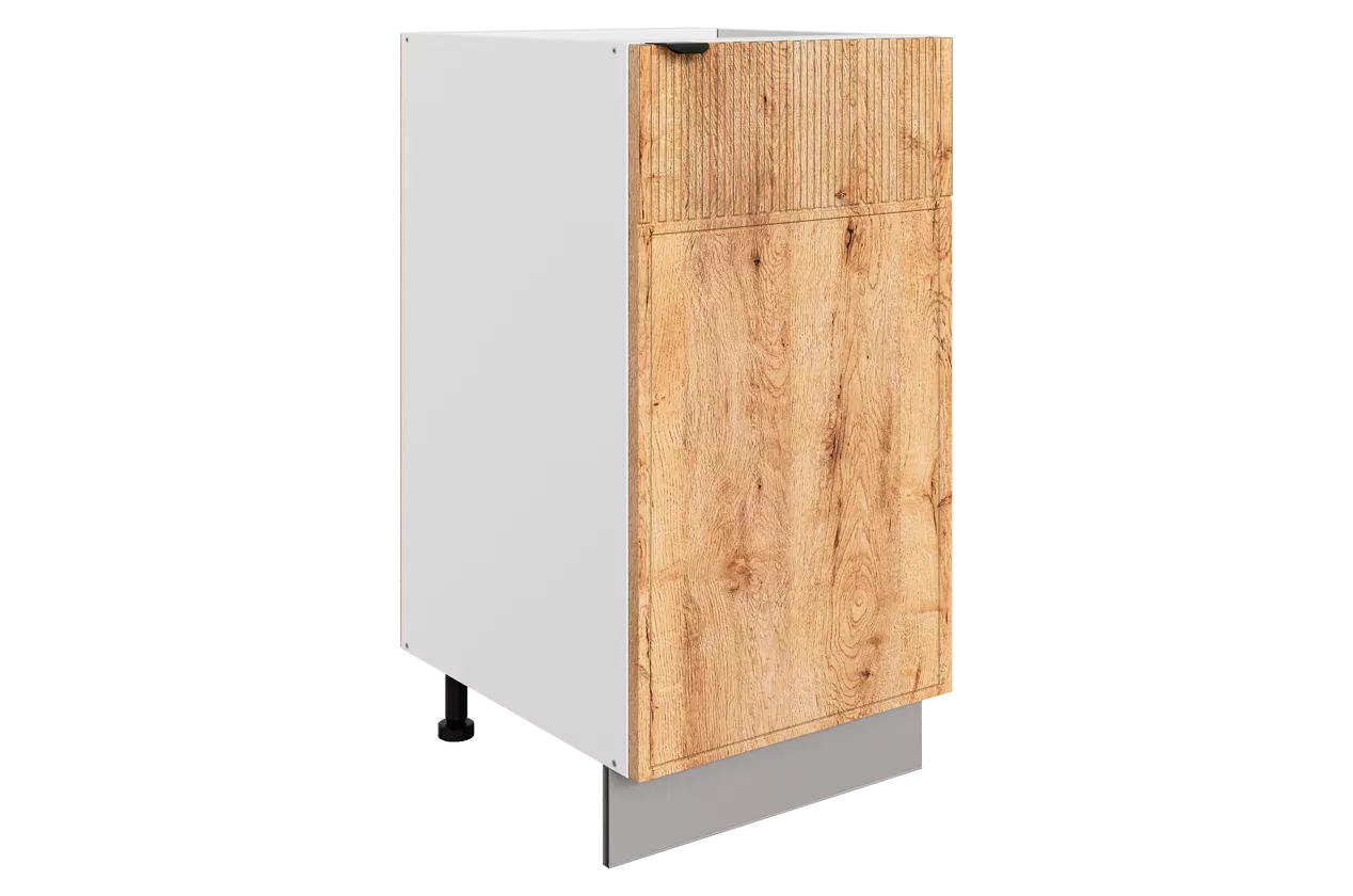 Бариста Шкаф рабочий L400 (1 дв. гл.) (правый) (белый/дуб европейский матовый)