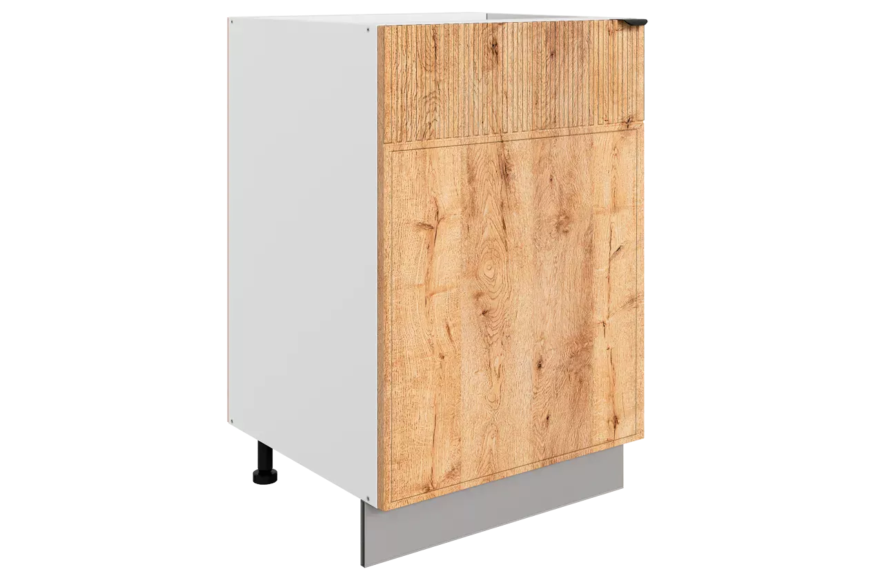 Бариста Шкаф рабочий L500 (1 дв. гл.) (левый) (белый/дуб европейский матовый)