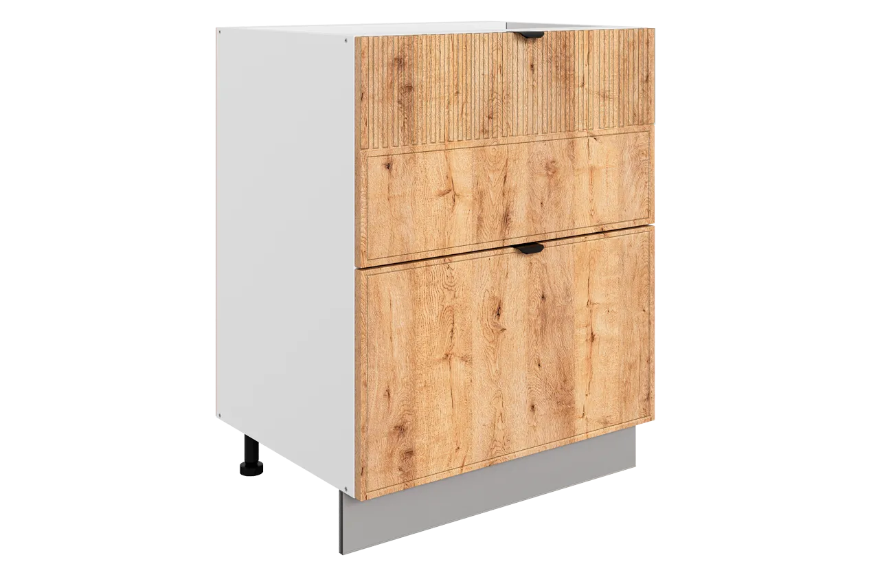 Бариста Шкаф рабочий L600 Старт (2 ящ.) (белый/дуб европейский матовый)